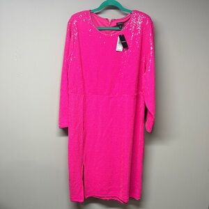 Torrid Vibrant Pink Long Sleeve Sequin Dress NWT